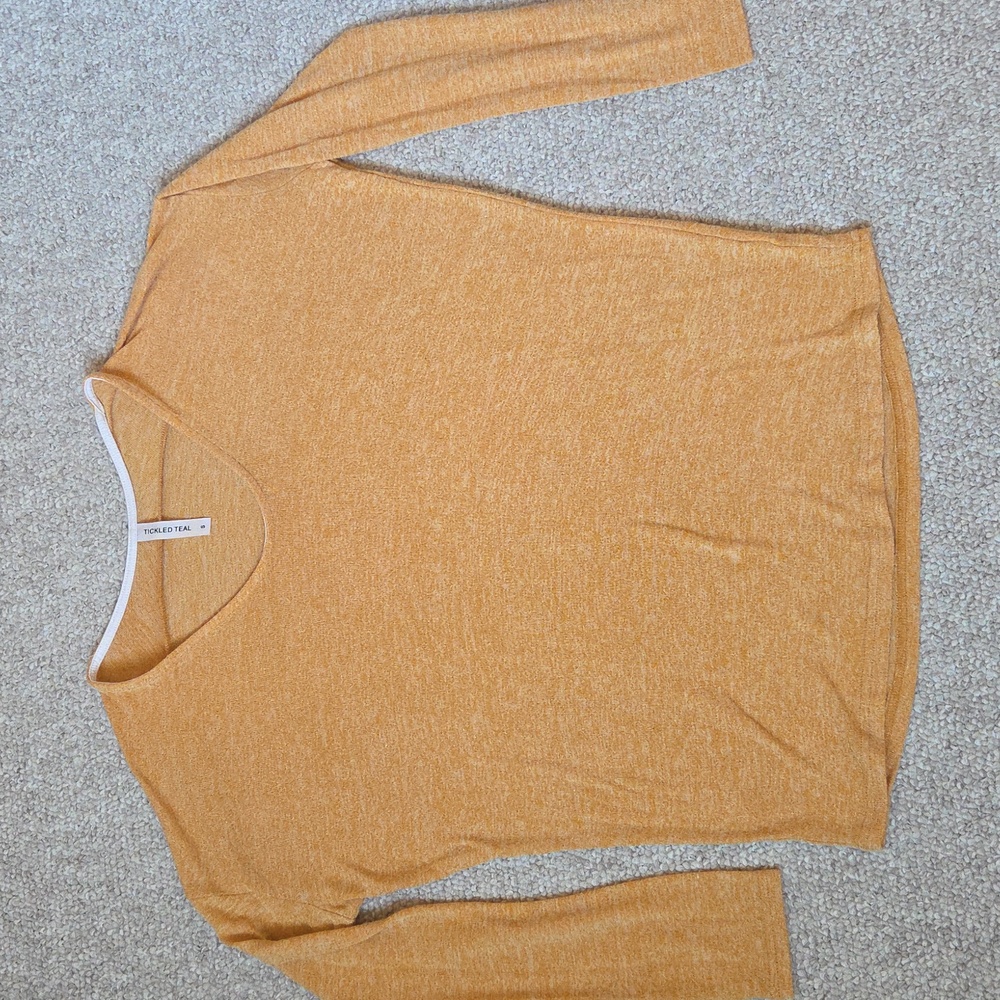 Tickled Teal Women's Mustard V-Neck Sweater